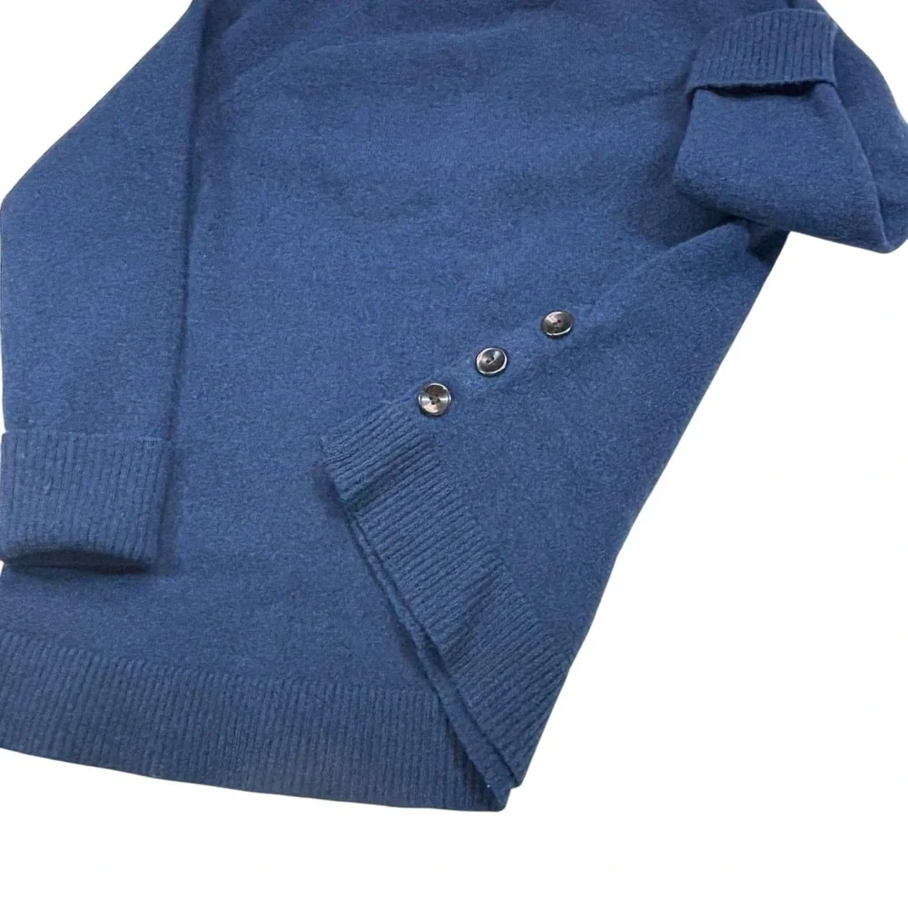 Pendleton Sweater X Large Blue Womens Long Sleeve 100% Lambs Wool Side Buttons